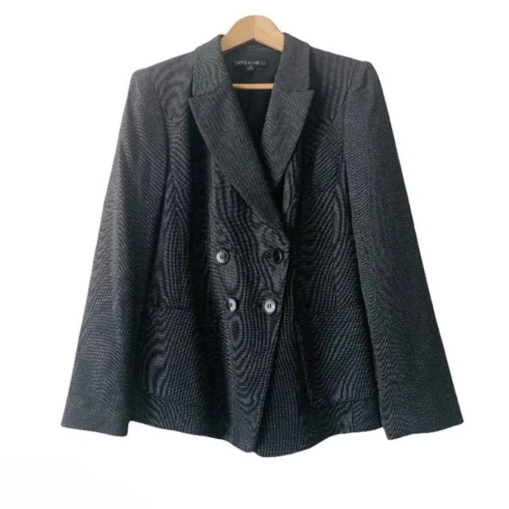 Lafayette 148 Gray Textured Double-Breasted Blazer Jacket Women Sz 8 Academia